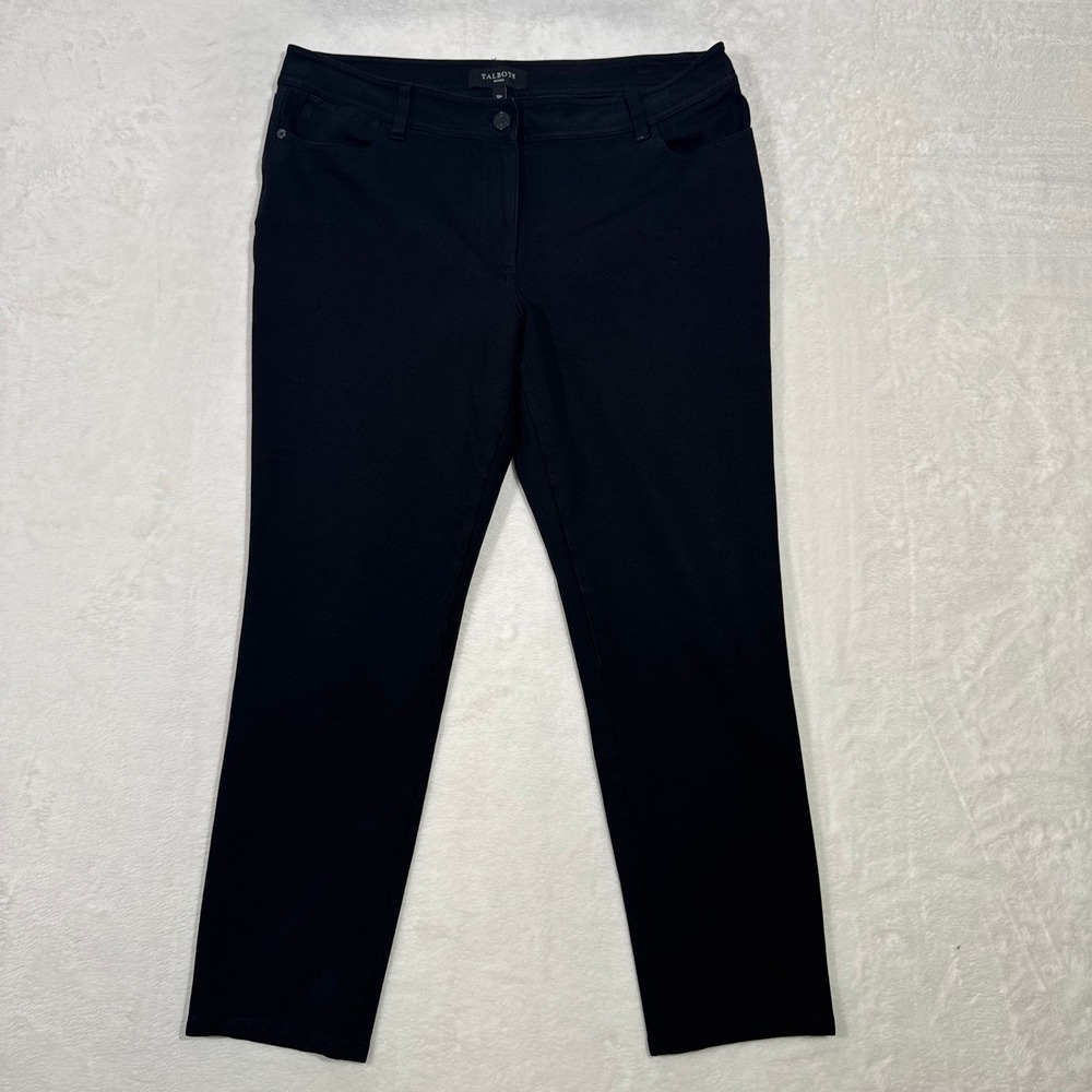 Talbots Pants Womens 12P Black Petites Straight Leg Stretch Business Casual 12
